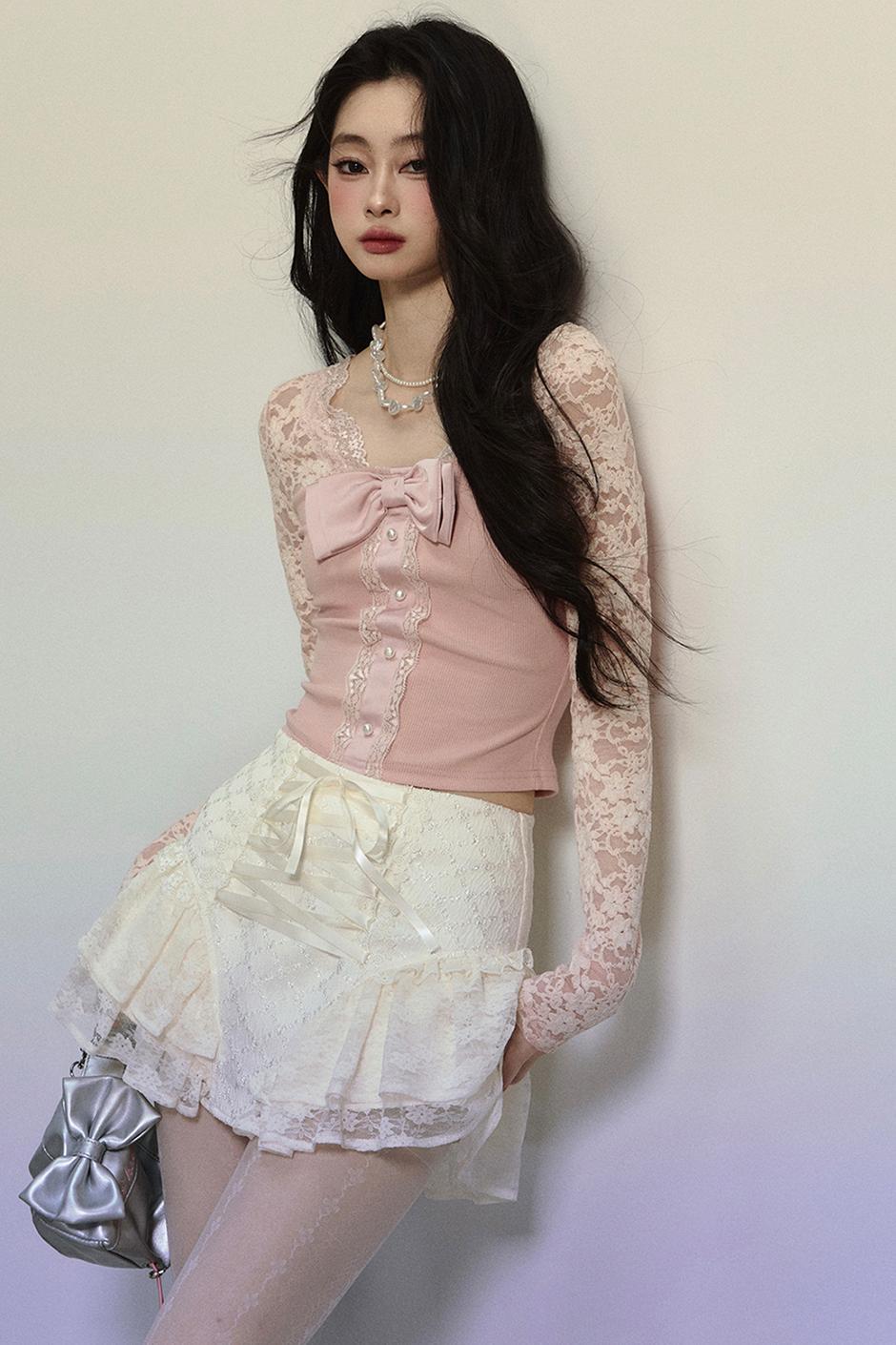 Ballet Aesthetics Irregular Lace Skirt