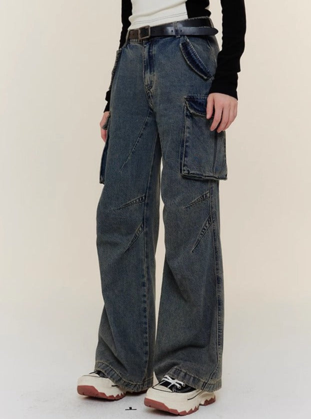 LOW-RISE POCKET CARGO PANTS