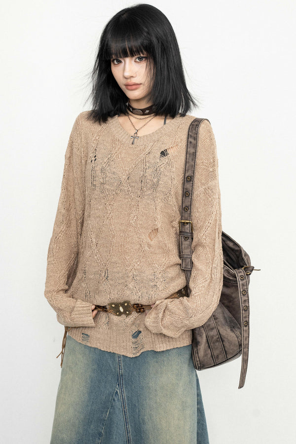 Long Sleeve Mesh Knit Top