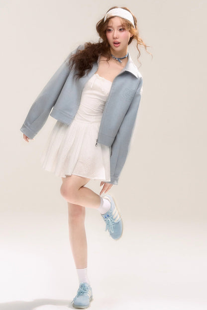 Rose Sniper Embroidered Cropped Jacket