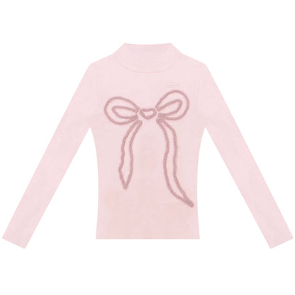 Autumn Bow Slim Knit Shirt