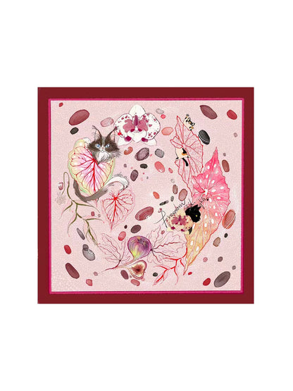 Watercolor Begonia Satin Scarf