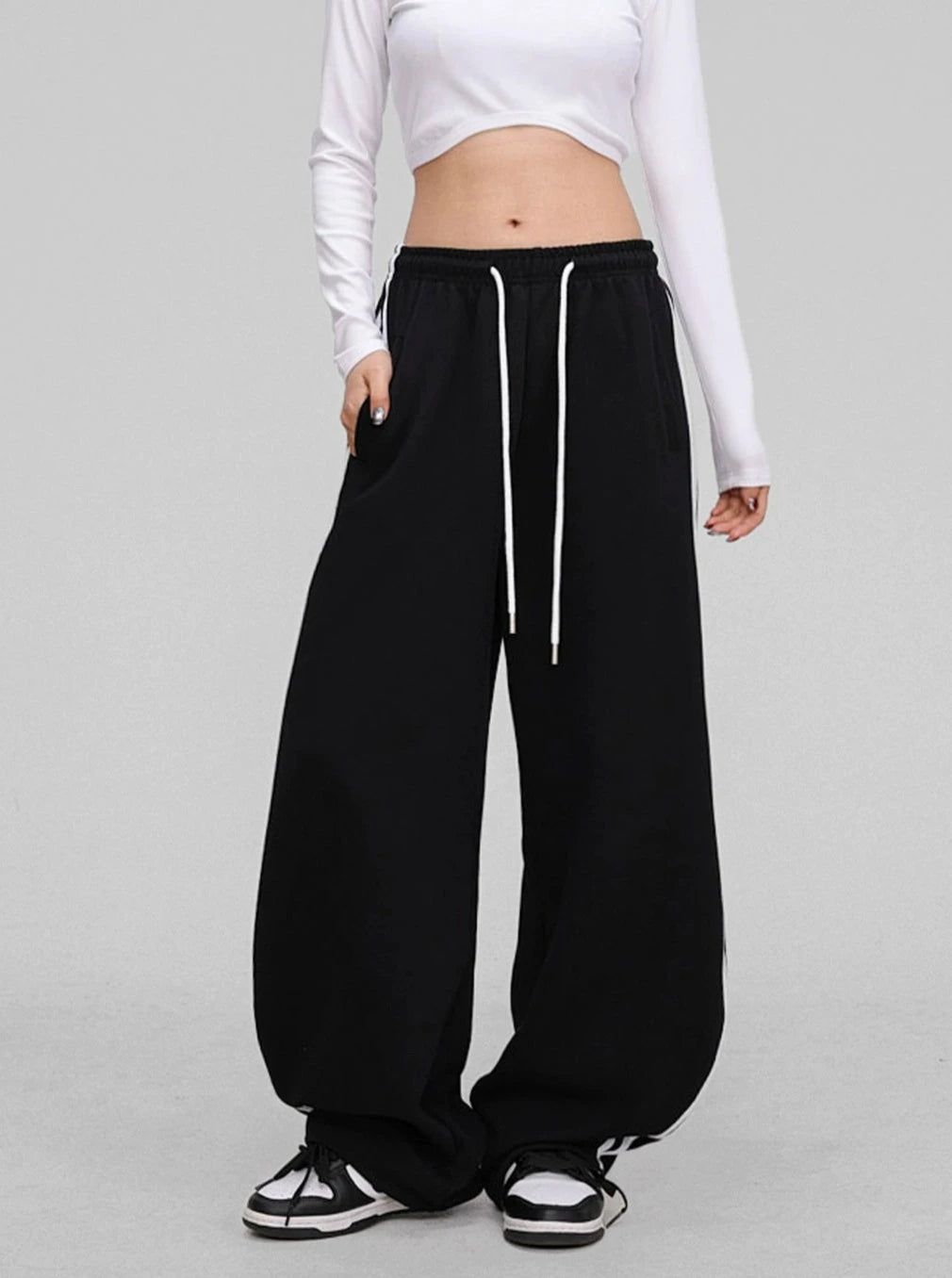 Pink Three-Bar Banana Hip-Hop Pants