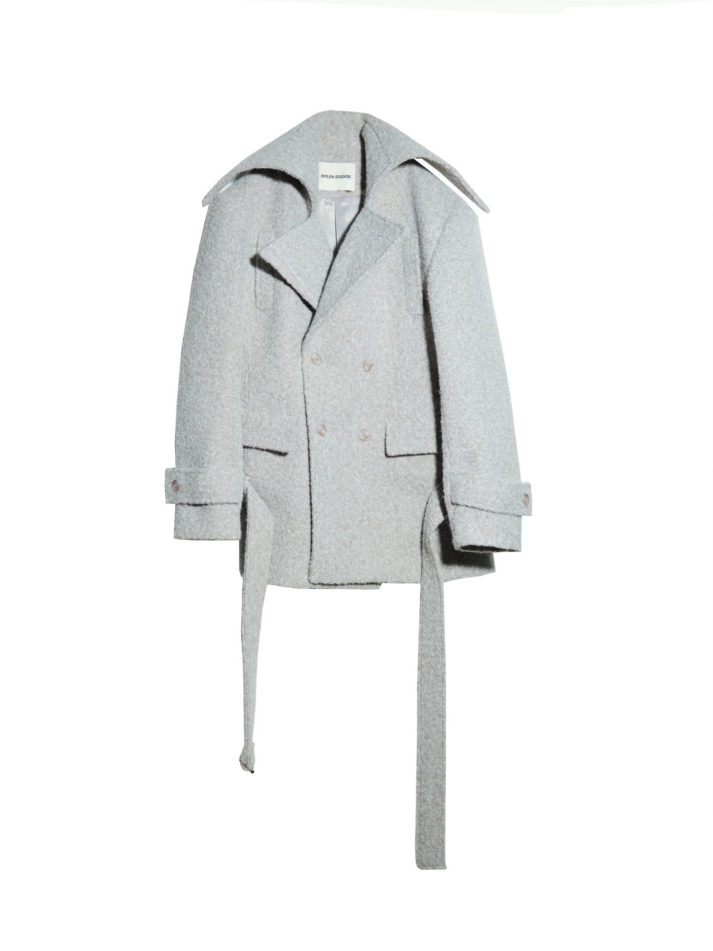 Light Gray Wool Stand-Collar Coat