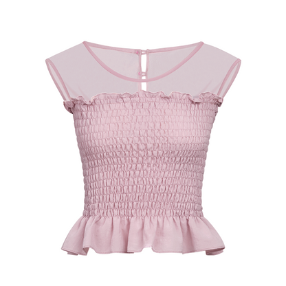 Sweet Mark Lace Short Sleeves Top