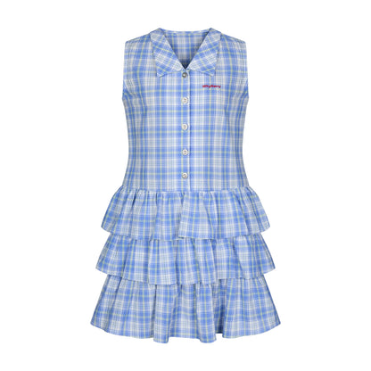 Summer Embroidered Plaid Dress