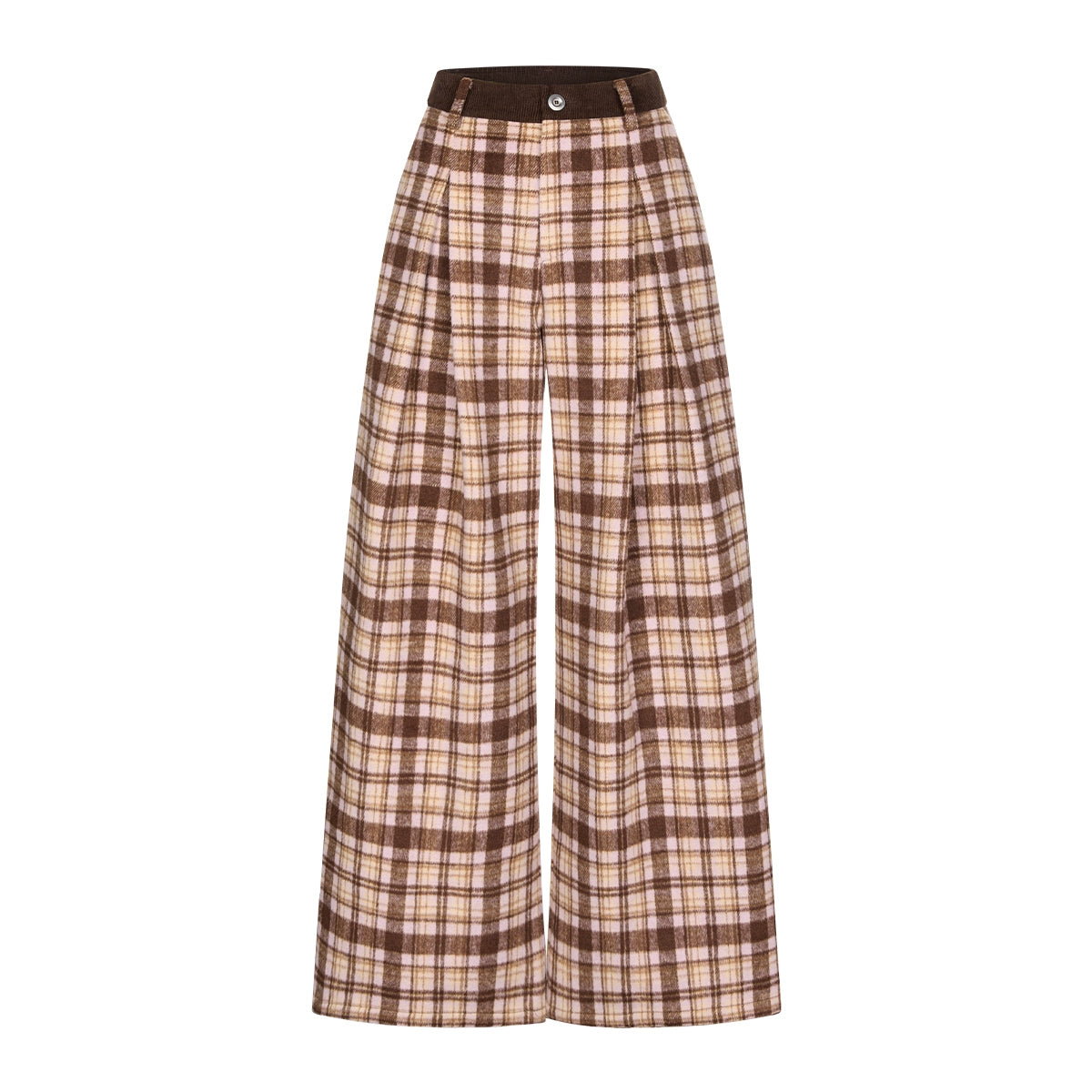 Retro Style Plaid Wide-Leg Pants