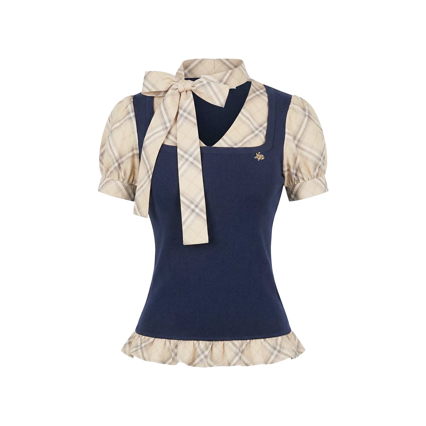 Color-Blocking Ruffled Blouse