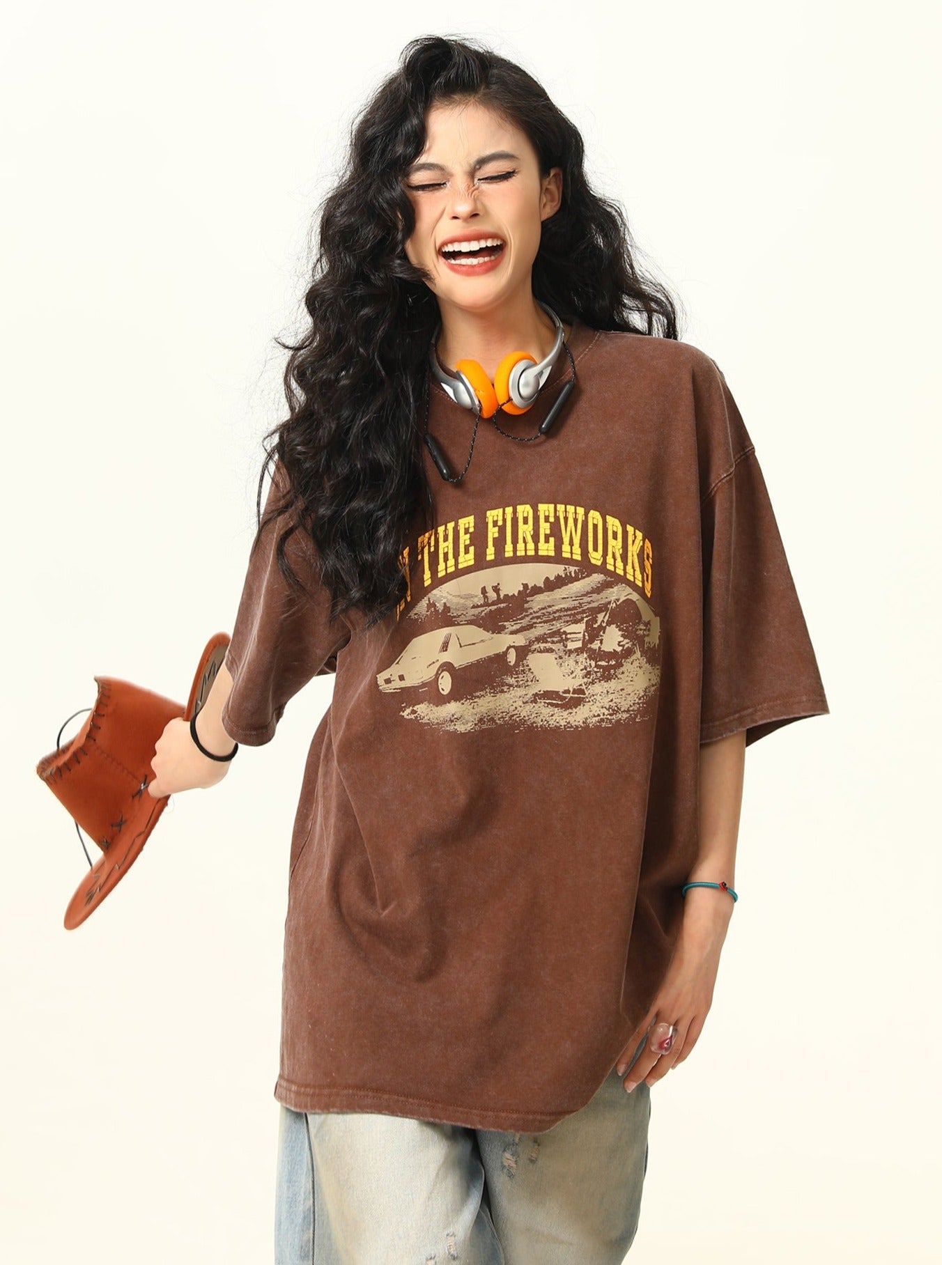 Distressed Brown Short Sleeve T-Shirt