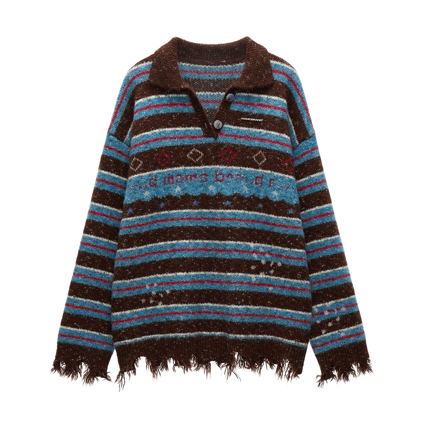 Star Stripe Polo Collar Sweater