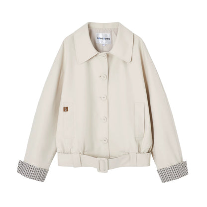 Jacke mit Karomuster, Patchwork, Revers und Knöpfen