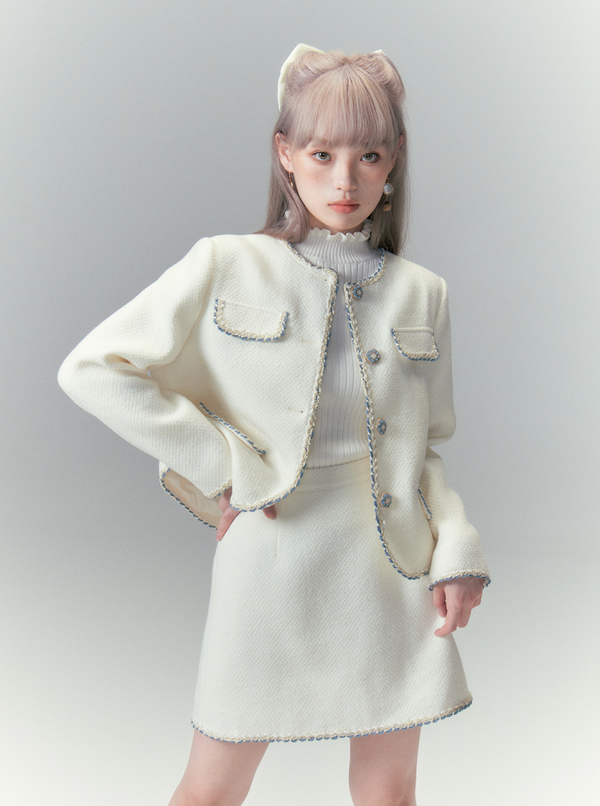 Wool Tweed  Suit Short Skirt Sets