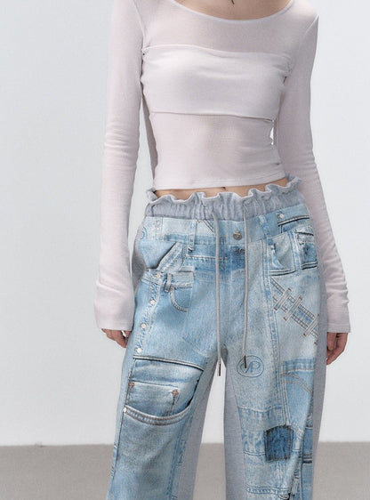 Straight-leg loose denim Trousers