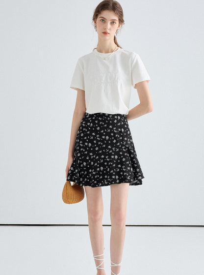 High Waist Floral Short Skirt
