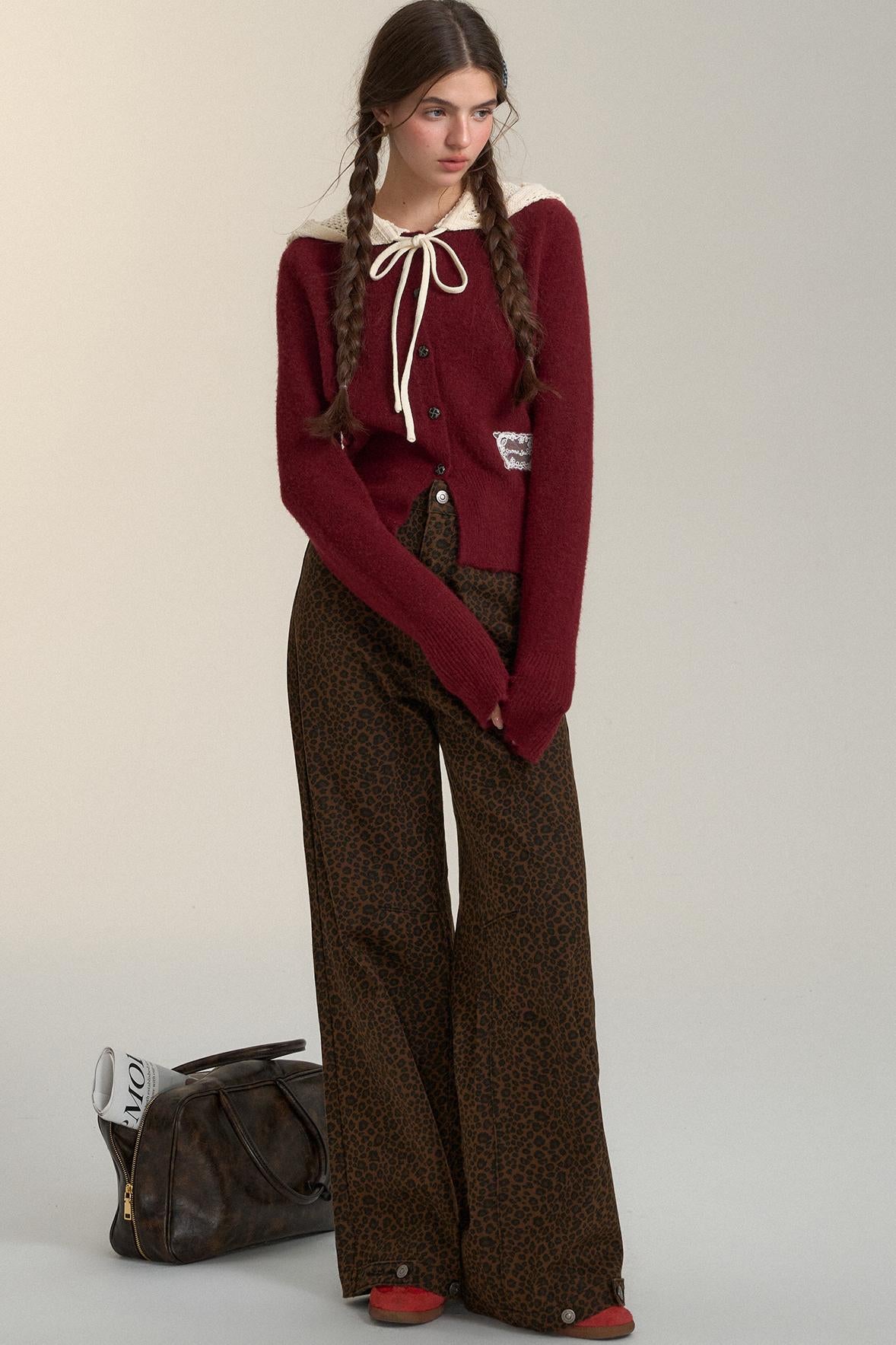 Cut-Out Hooded Knit Cardigan