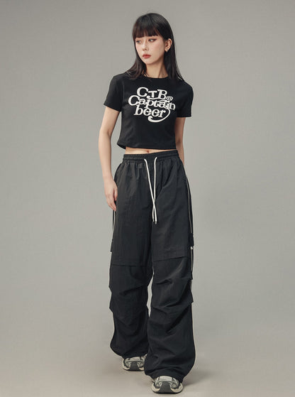 Unisex Black Casual High Street Pants