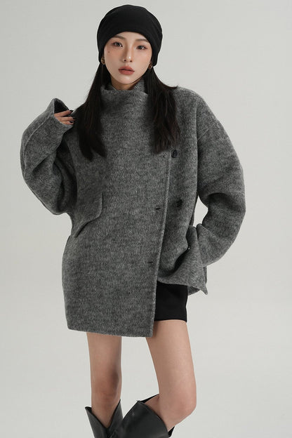 Temperament Double-Faced Tweed Coat