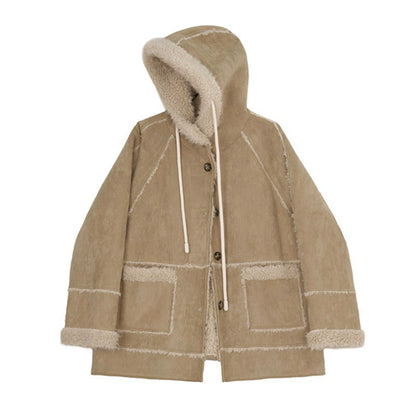 thickened fur integrated cotton jacket