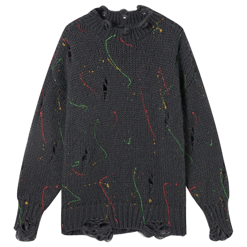 Irregular Color-Block Knit Sweater