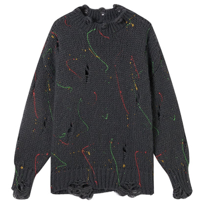 Irregular Color-Block Knit Sweater