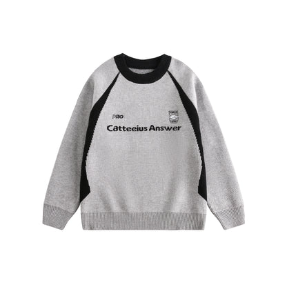 American Retro Raglan Sleeve Crew Neck Sweater