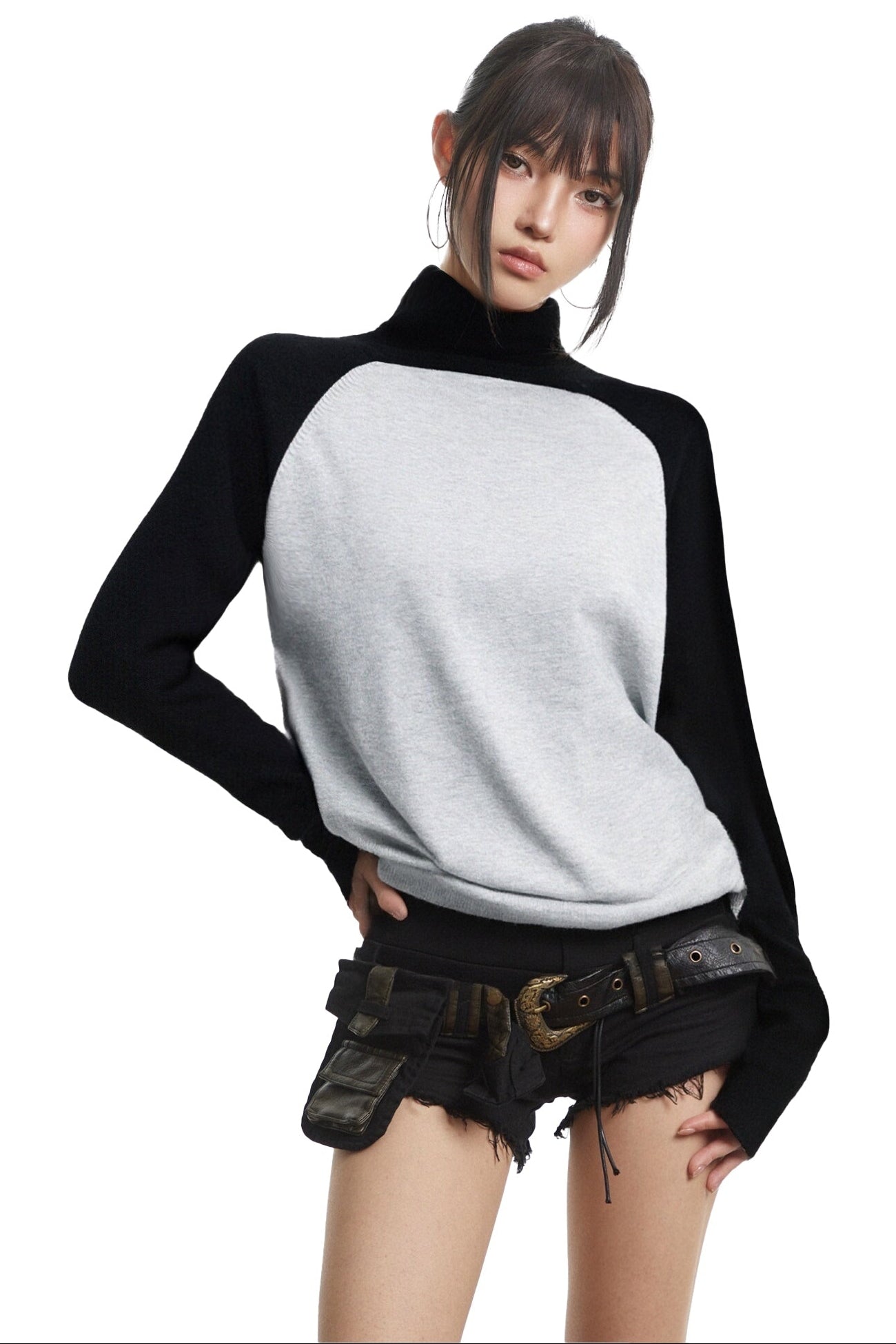 Black Light Raglan Knitted Top