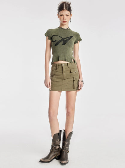 Army Green Pocket Skirt