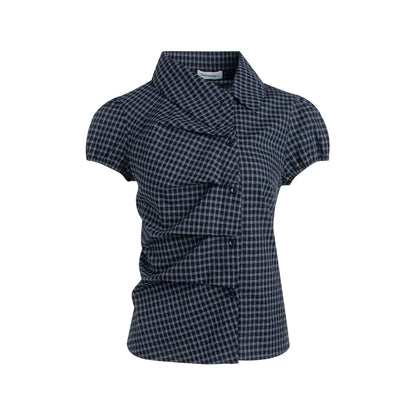 Nap Plaid Shirt & Pleated Skirt Set-Up