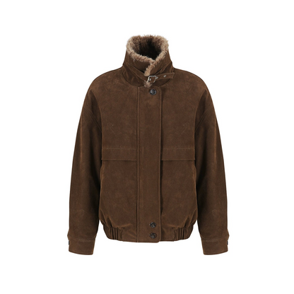 Stand Up Collar Nubuck Suede Jacket