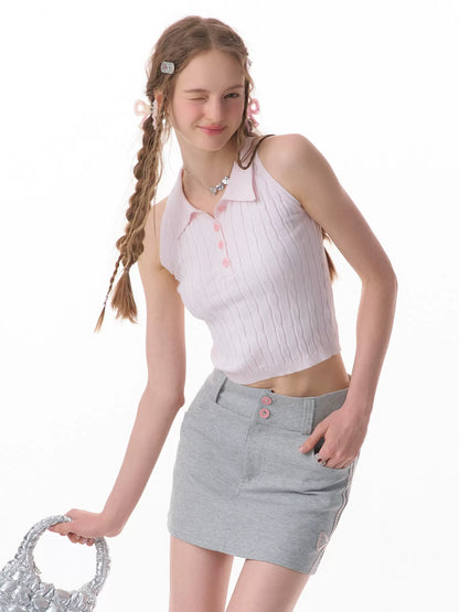 Short Outerwear Knitted Vest Top