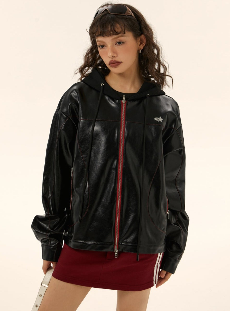 Hooded Short Leather Jacket