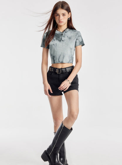 Versatile Dark Tie-Dye Crop Top