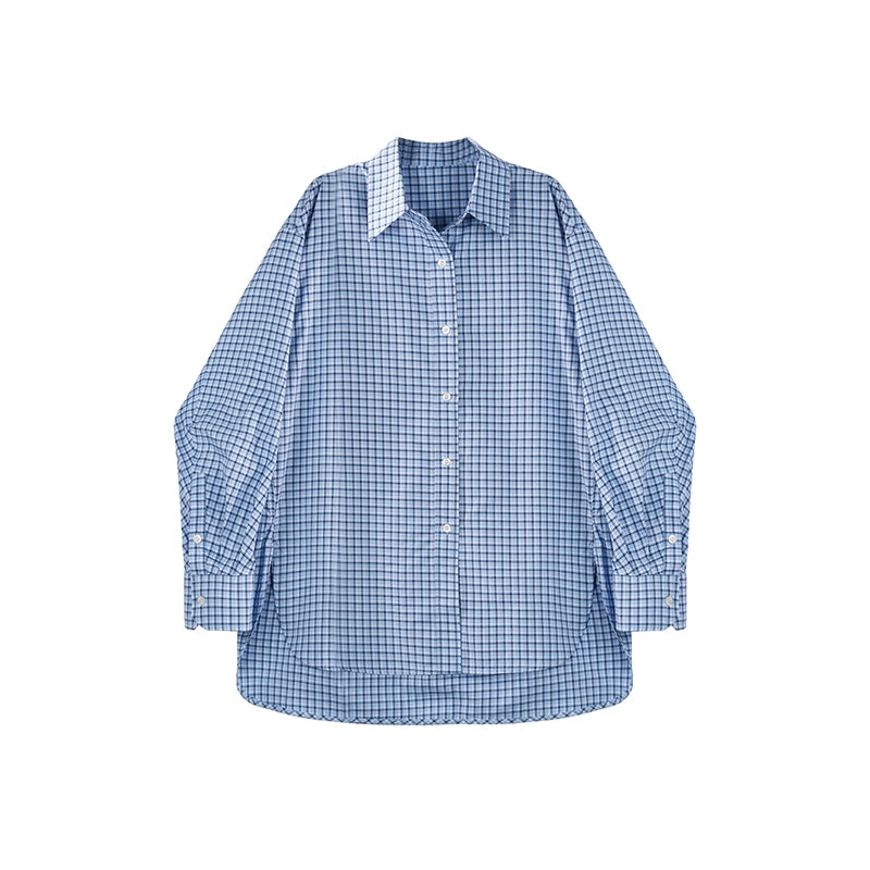 Blue Plaid Miu Cotton Shirt