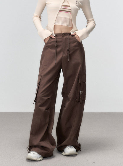 Large Pocket Loose Straight Leg Slim Pants