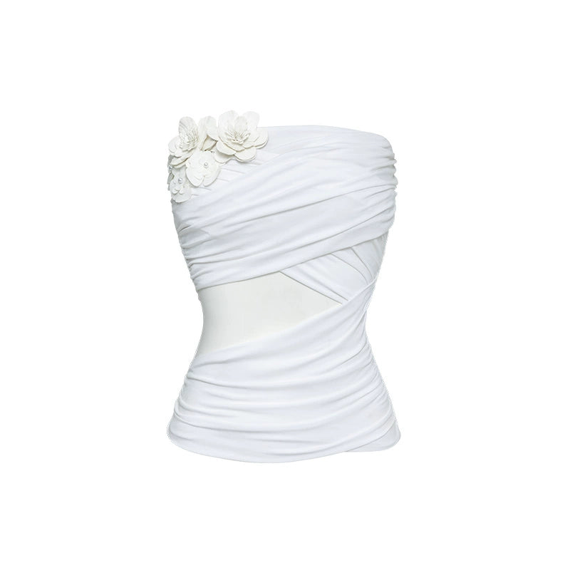 Spring White Knitted Top Skirt Set-Up