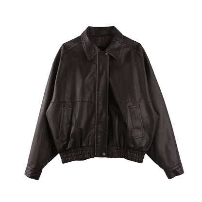 Retro Distressed Leather Jacket