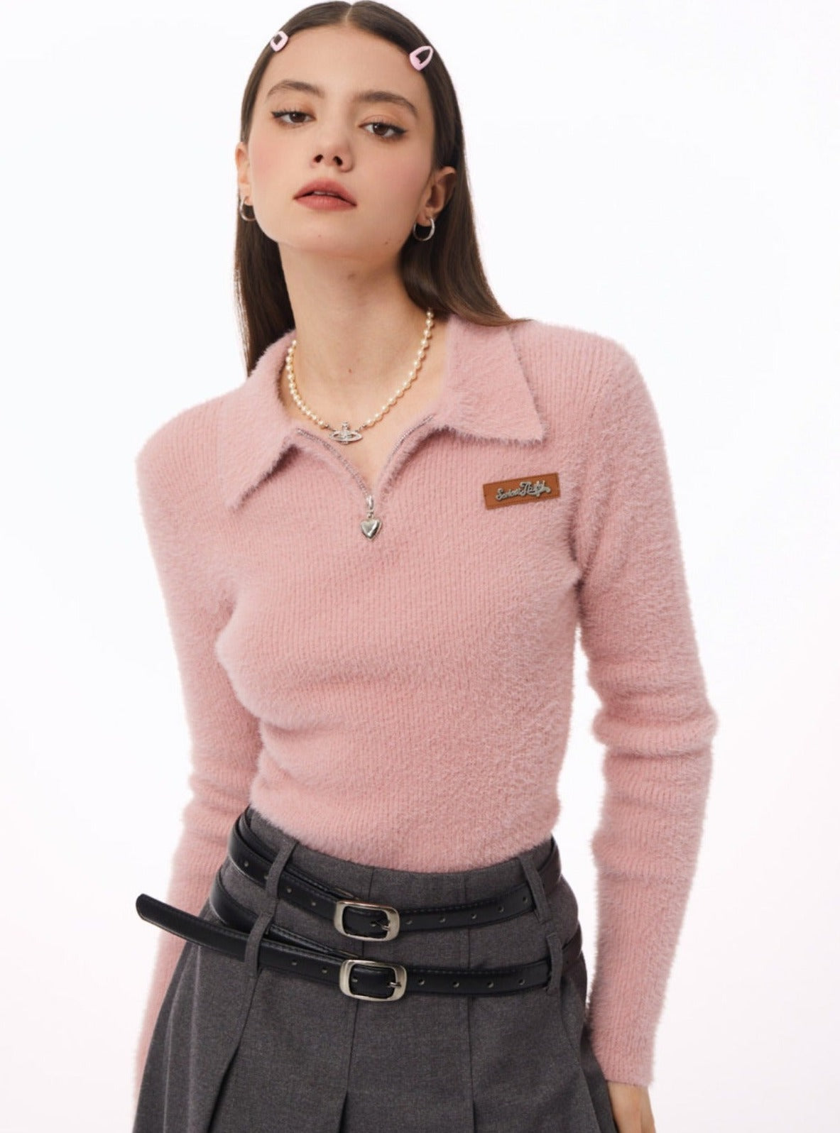 American vintage thin polo collar Tops