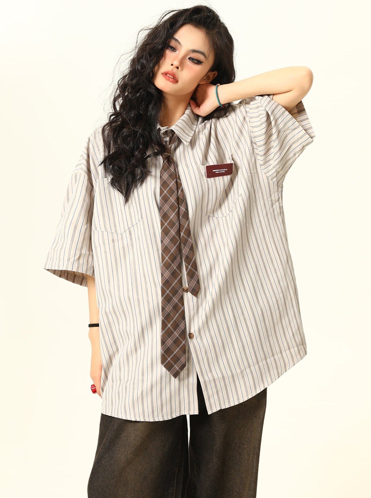 Vintage Striped Loose Couple Shirt