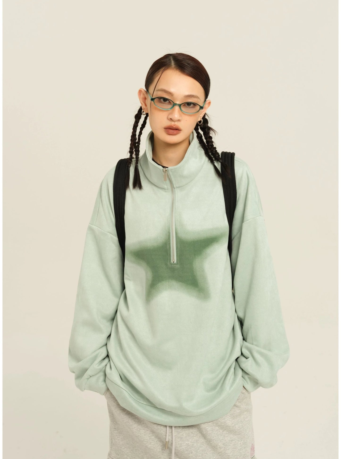 Hoodie polo collar sweater outer