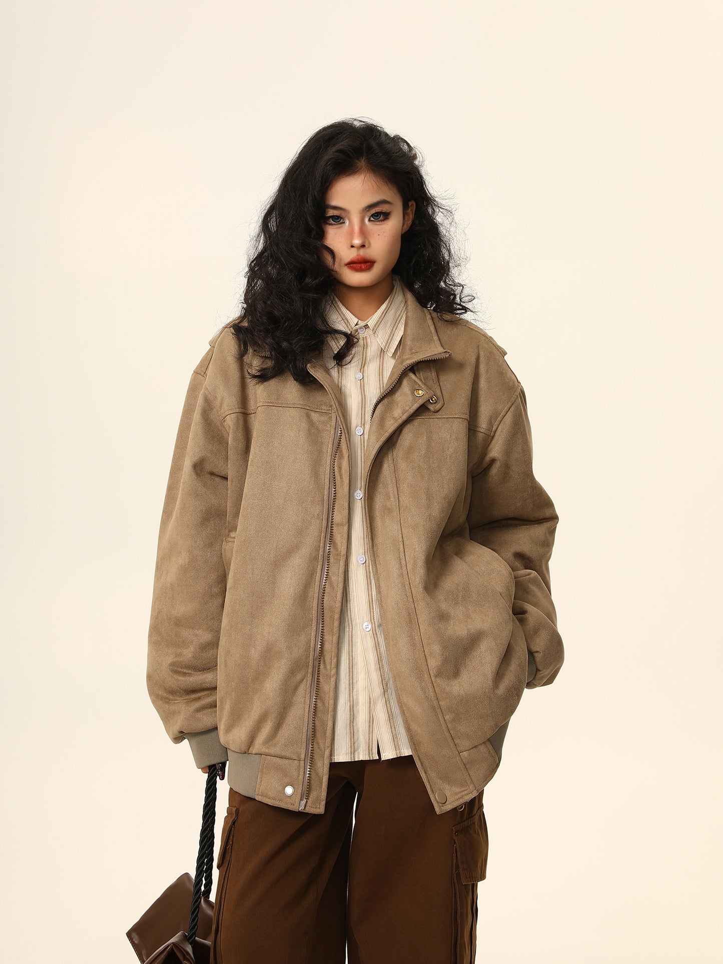 American stand-up collar loose thickened jacket