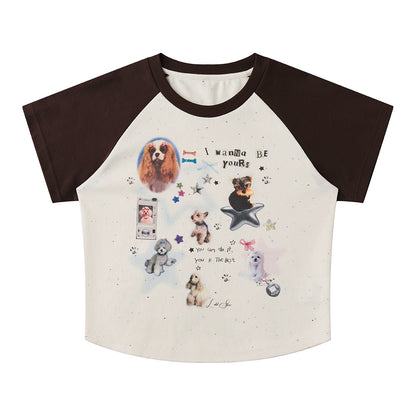 Cropped Graphic Raglan T-Shirt