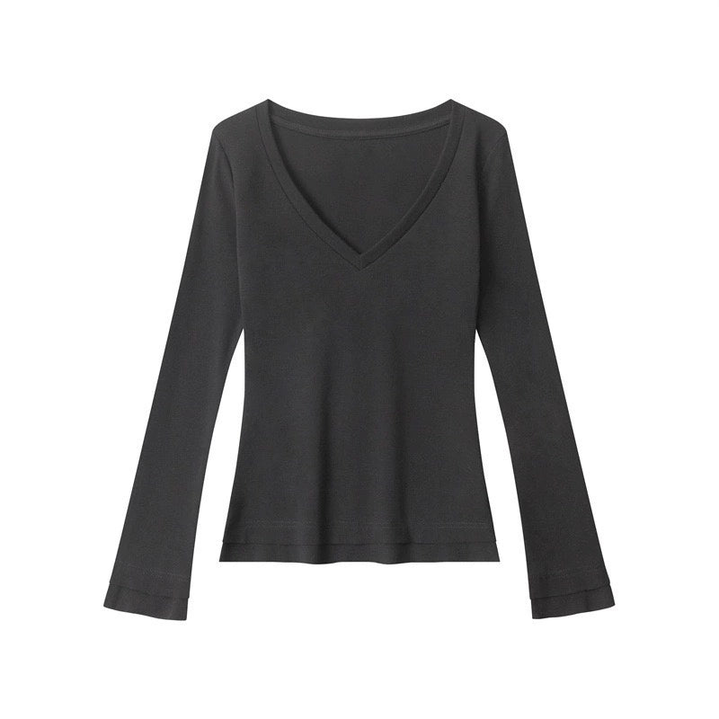 Retro V-neck Basic Top