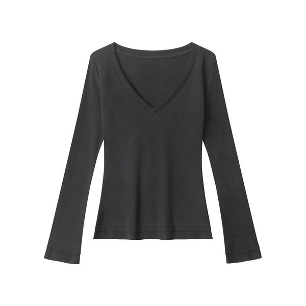 Retro V-neck Basic Top