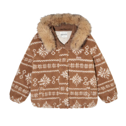 Fair Isle Fur Collar Jacket