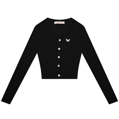 Retro V-Neck Cropped Cardigan