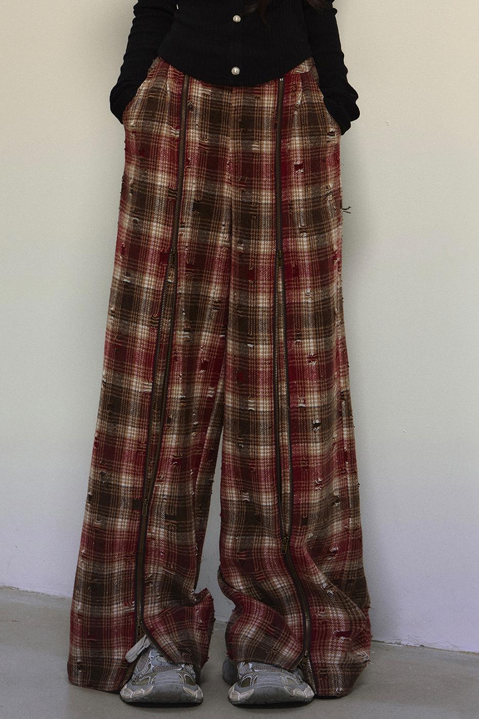 Art Academy Plaid Wide-Leg Pants