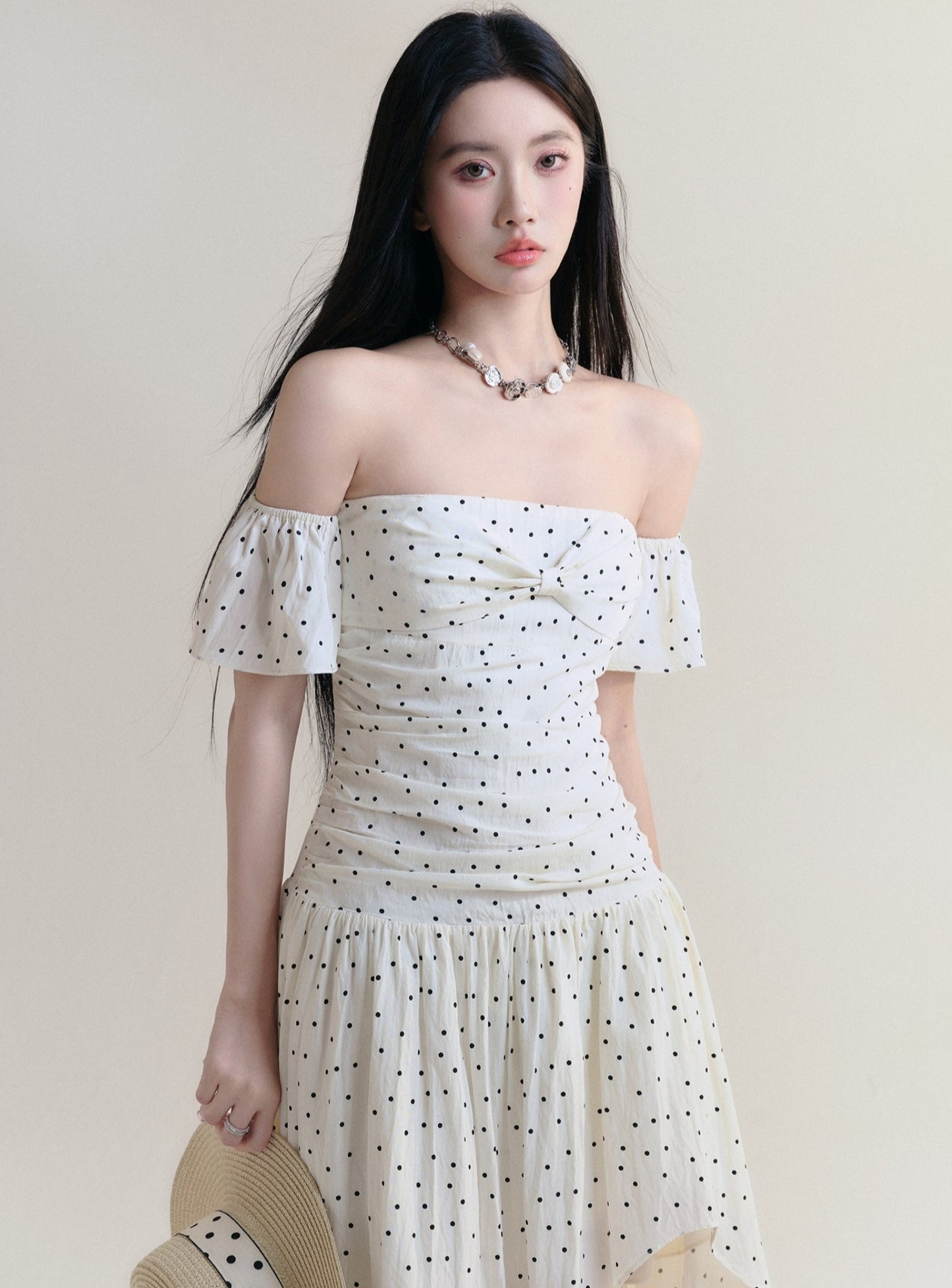 Fragileheart Fragile Shop Lazy Holiday Seaside Resort Style One-Shoulder Waist Dress Woman