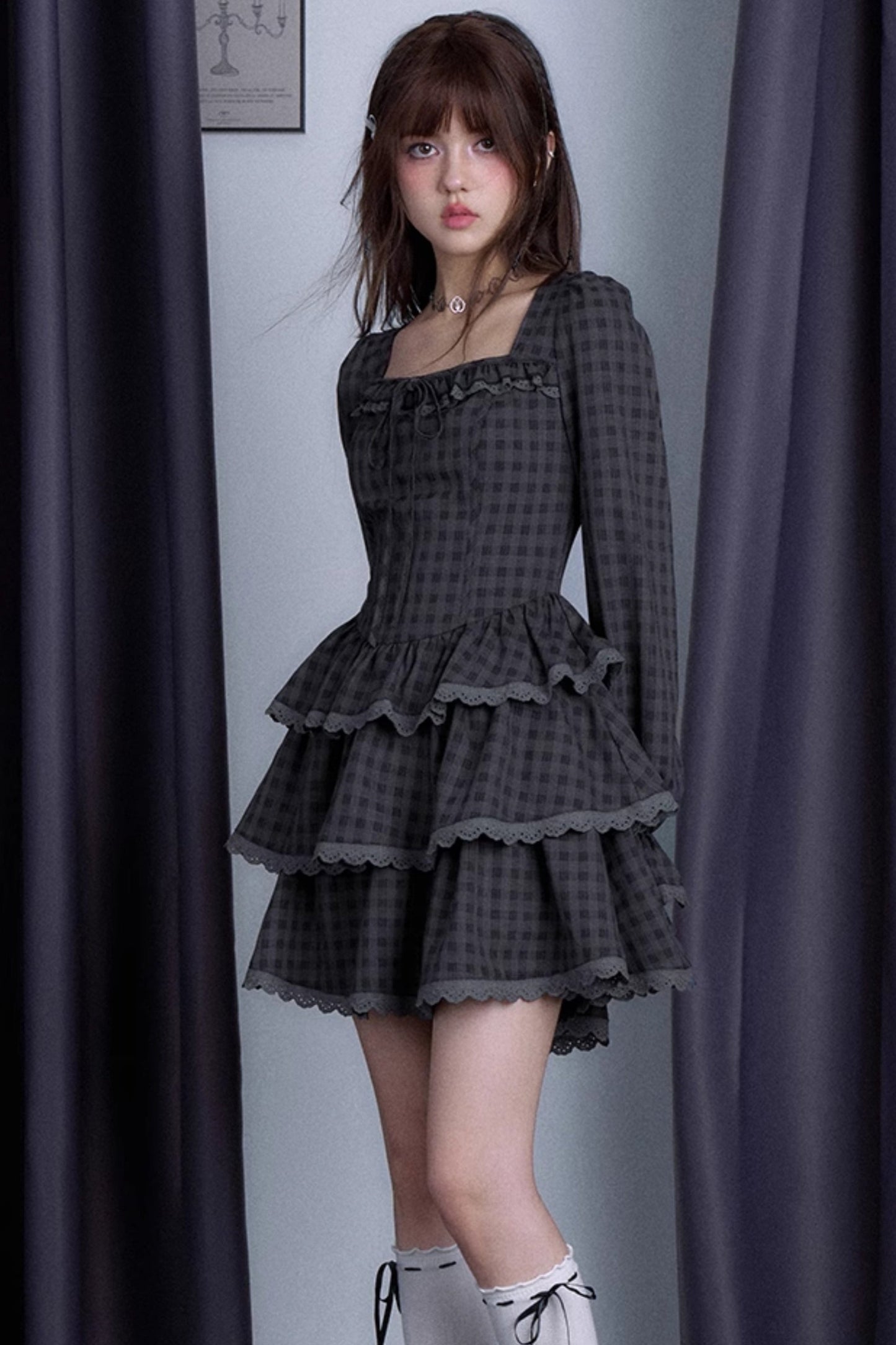 Classic Dark Plaid Princess Dress