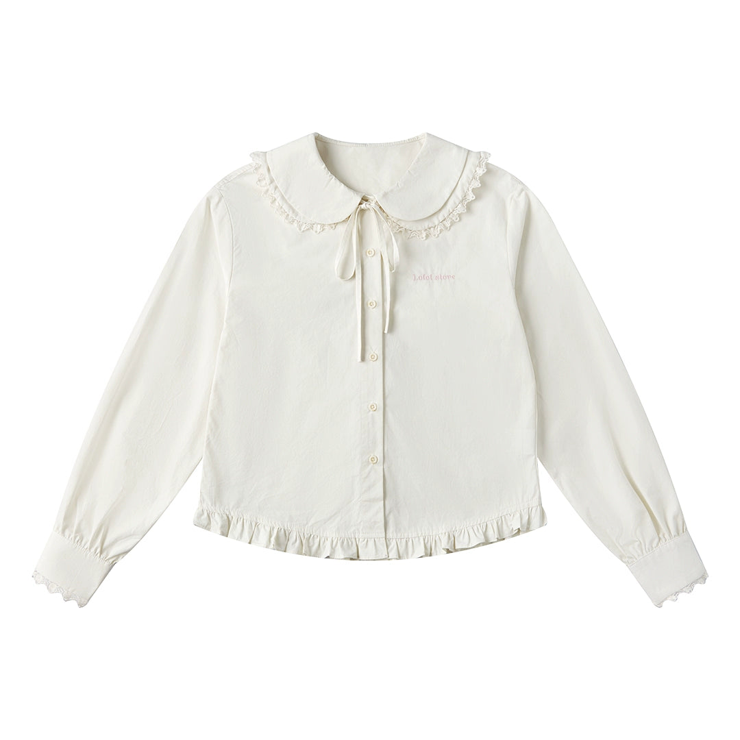 Lace Doll Collar Cropped Shirt