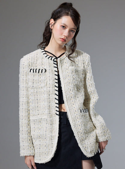 Tweed woven small fragrance knitted jacket